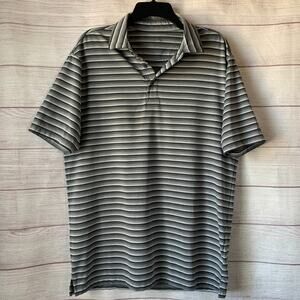Arnold Palmer Gray Black Striped Polo Short Sleeve Gradient Golf Shirt Size L